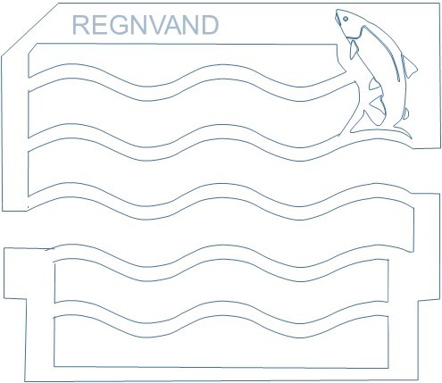 Den nye regnvandsrist bliver udarbejdet på baggrund af dette design, som viser en havørred, der springer fra en af bølgerne i risten. Bølgerne henviser til Gentofte Kommunes byvåben.
